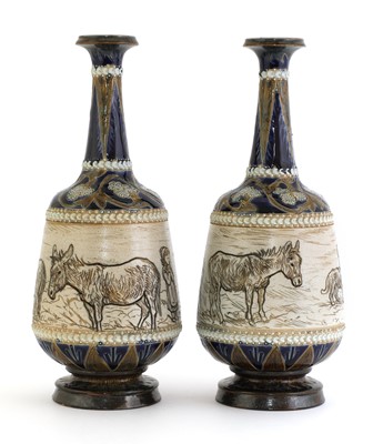 Lot 12 - A pair of Doulton Lambeth stoneware vases