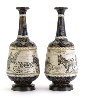 Lot 12 - A pair of Doulton Lambeth stoneware vases