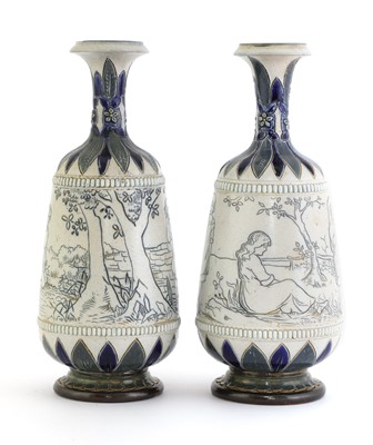 Lot 13 - A pair of Doulton Lambeth vases