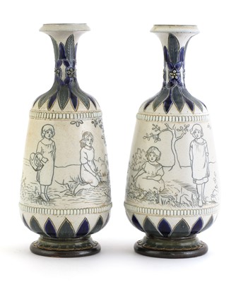 Lot 13 - A pair of Doulton Lambeth vases