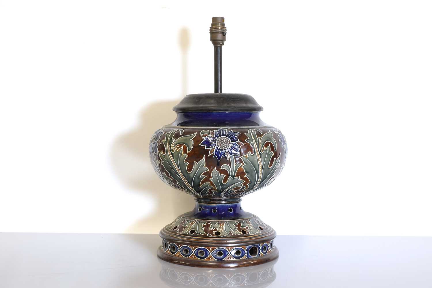 Lot 11 - A Doulton Lambeth stoneware mounted lamp base