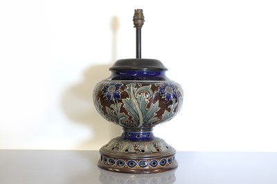 Lot 11 - A Doulton Lambeth stoneware mounted lamp base