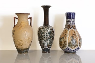 Lot 58 - A Doulton Lambeth stoneware twin-handled vase
