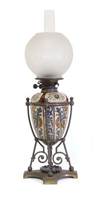 Lot 53 - A Doulton Lambeth stoneware oil lamp
