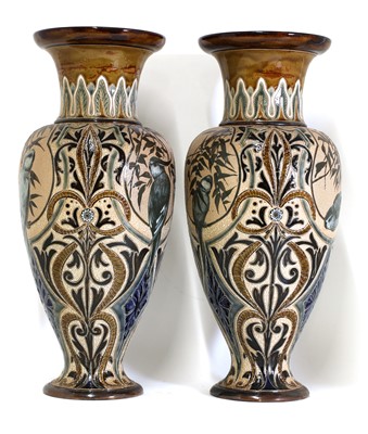 Lot 36 - A pair of Doulton Lambeth stoneware vases
