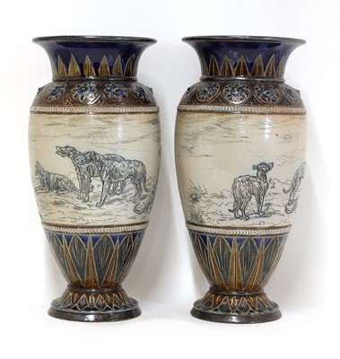 Lot 19 - A pair of Doulton Lambeth stoneware vases