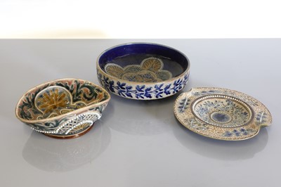 Lot 13 - Three Doulton Lambeth stoneware dishes