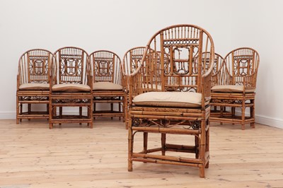 Lot 749 - A set of eight bamboo 'Brighton Pavilion' elbow chairs