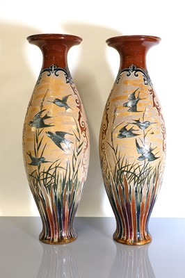 Lot 46 - A pair of large Doulton Lambeth stoneware vases