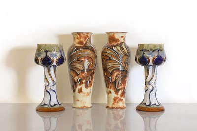 Lot 21 - A pair of Doulton Lambeth stoneware vases