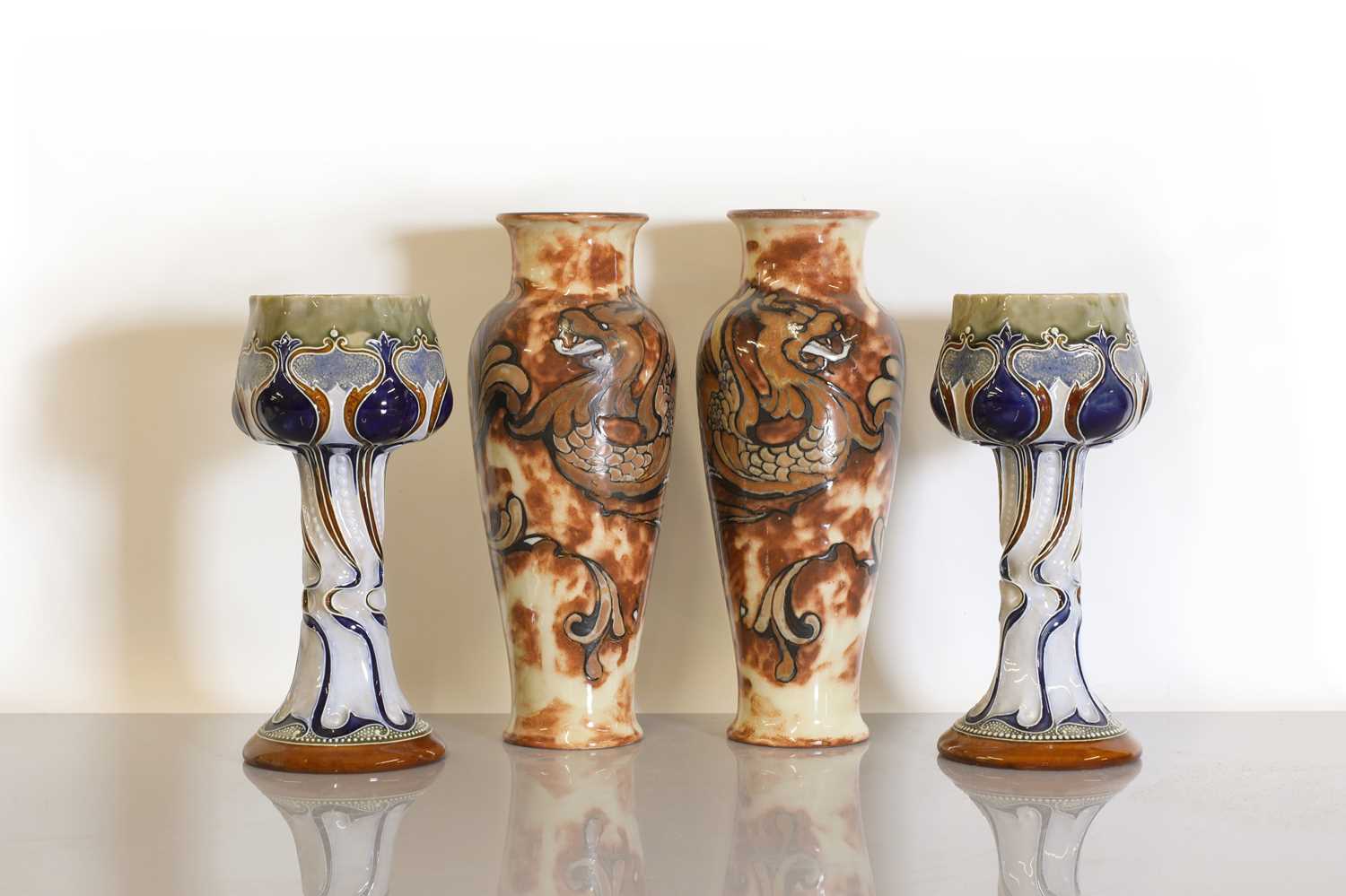 Lot 21 - A pair of Doulton Lambeth stoneware vases