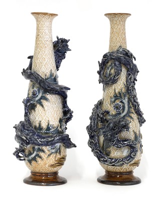 Lot 79 - A pair of Doulton Lambeth stoneware vases