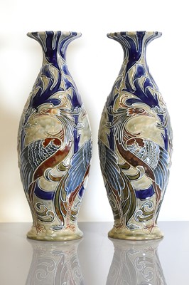 Lot 23 - A pair of Royal Doulton stoneware vases