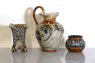 Lot 22 - Three Doulton Lambeth and Royal Doulton stoneware items