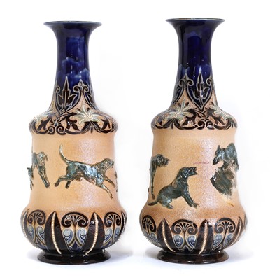 Lot 7 - A pair of Doulton Lambeth stoneware vases