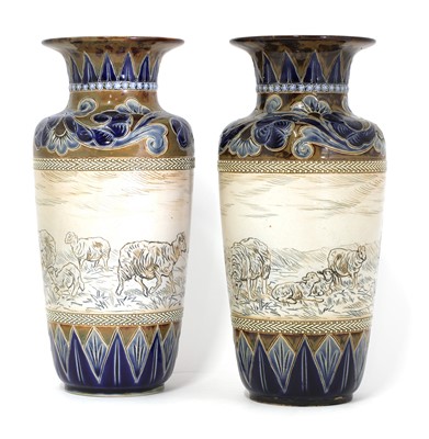 Lot 30 - A pair of Doulton Lambeth vases