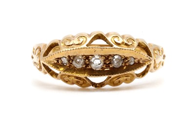 Lot 14 - An 18ct gold five stone diamond ring