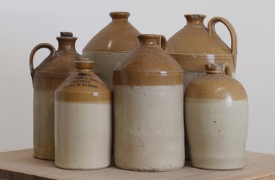 Lot 8 - A group of six large stoneware flagons