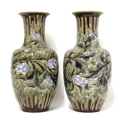 Lot 84 - A pair of Doulton Lambeth stoneware vases