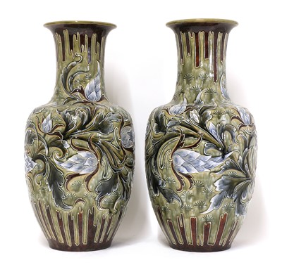 Lot 84 - A pair of Doulton Lambeth stoneware vases