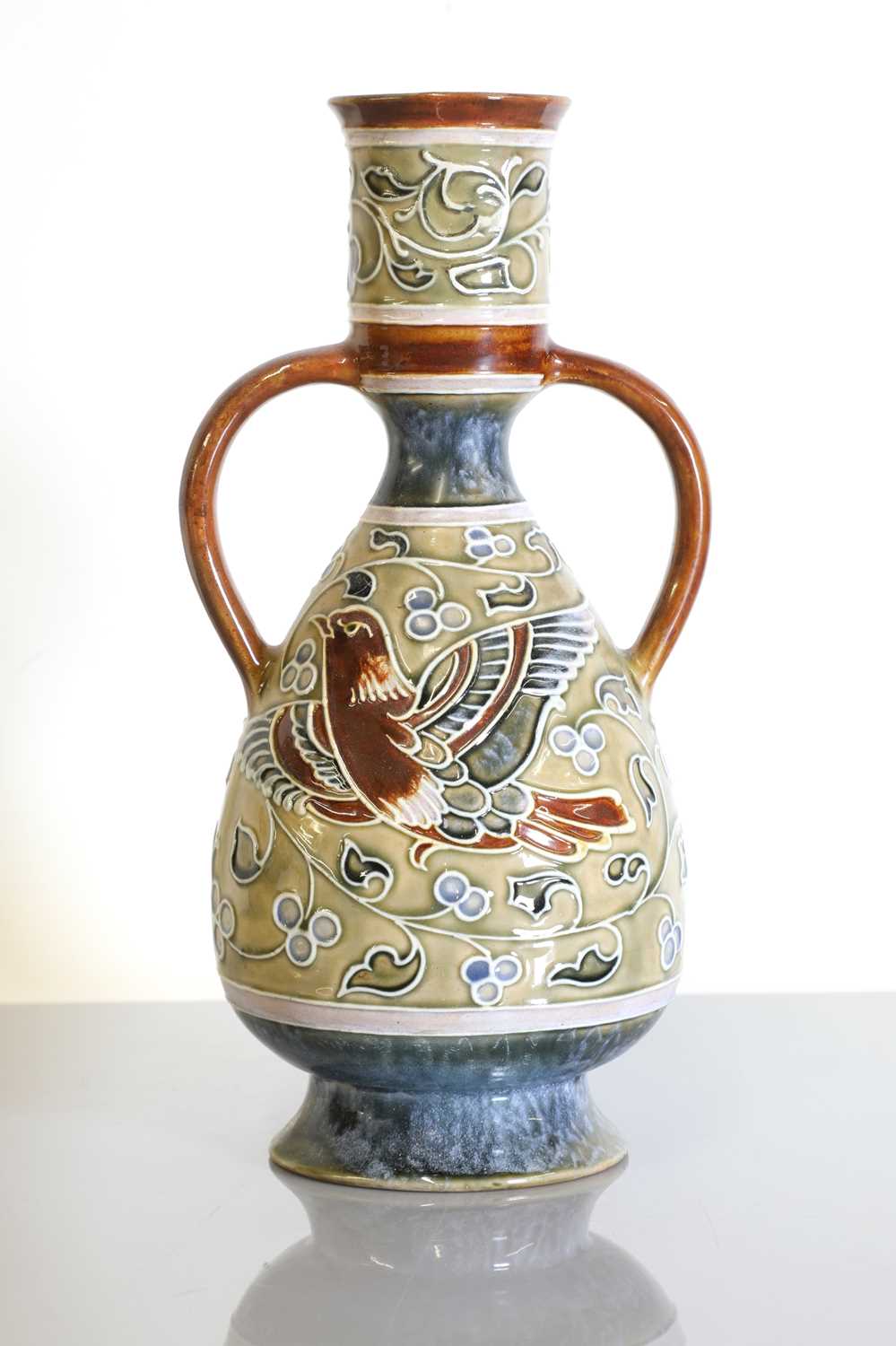 Lot 27 - A Royal Doulton stoneware twin-handled vase