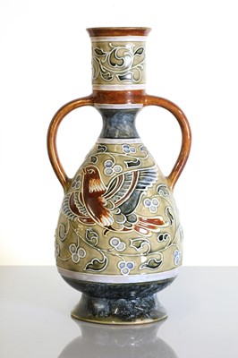 Lot 27 - A Royal Doulton stoneware twin-handled vase