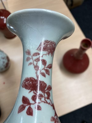 Lot 114 - A collection of Chinese copper-red decorated porcelain