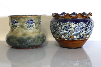 Lot 28 - Four Doulton Lambeth and Slater's Patent stoneware jardinières