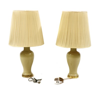 Lot 206 - Pair of porcelain table lamps