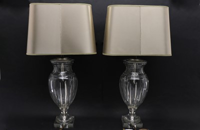 Lot 209 - A pair of glass table lamps