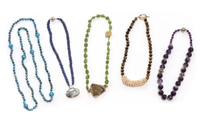 Lot 173 - A collection of bead necklaces