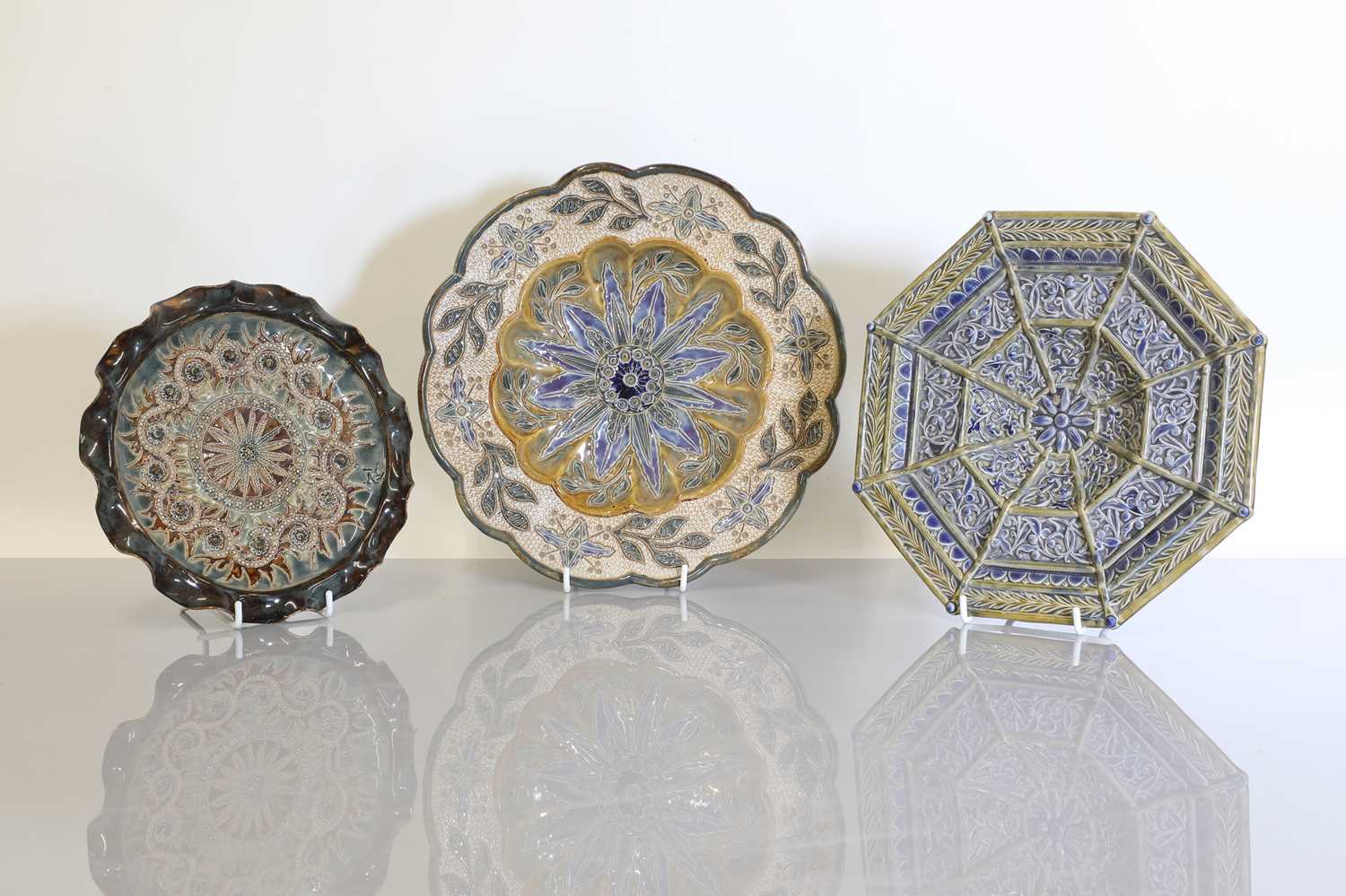 Lot 3 - Three Doulton Lambeth stoneware plates