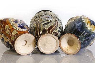 Lot 79 - Three Doulton Lambeth stoneware vases