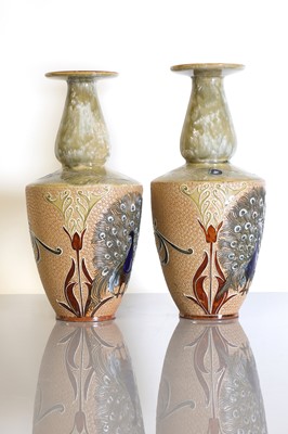 Lot 54 - A pair of Doulton Lambeth stoneware vases