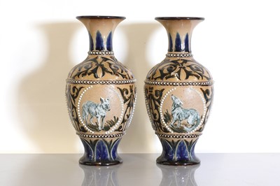 Lot 30 - A pair of Doulton Lambeth stoneware vases