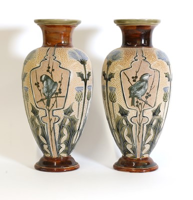 Lot 40 - A pair of Doulton Lambeth stoneware vases