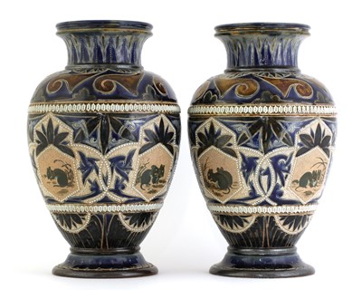 Lot 39 - A pair of Doulton Lambeth stoneware vases