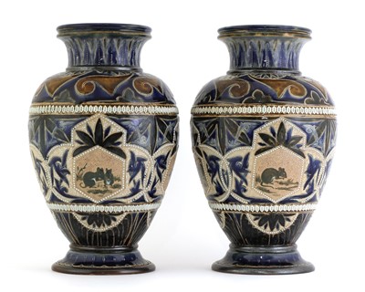 Lot 39 - A pair of Doulton Lambeth stoneware vases