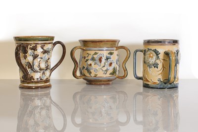 Lot 30A - Three Doulton Lambeth stoneware loving cups