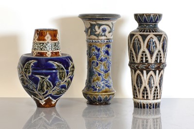 Lot 39 - Three Doulton Lambeth stoneware vases