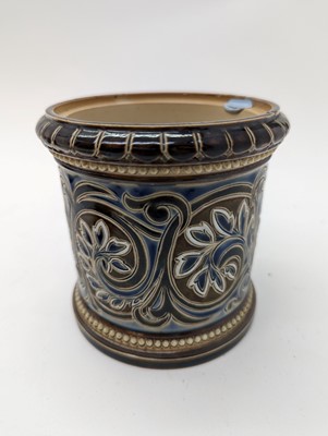 Lot 41 - A Doulton Lambeth stoneware tobacco jar and two pots