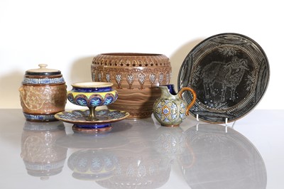 Lot 54 - A collection of six Doulton Lambeth and Royal Doulton stoneware items