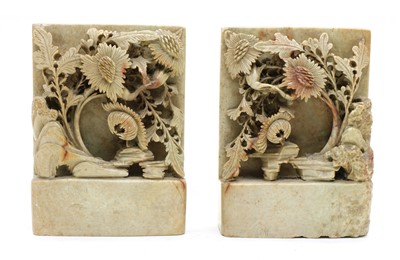 Lot 180A - A pair of soapstone bookend