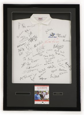 Lot 216 - Framed signed golf shirts