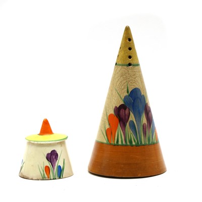 Lot 67 - A Clarice Cliff Bizarre conical sugar sifter