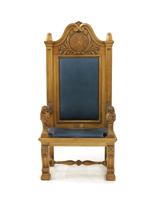Lot 370 - A large throne chair
