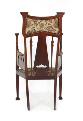 Lot 41 - An Art Nouveau mahogany and inlaid armchair