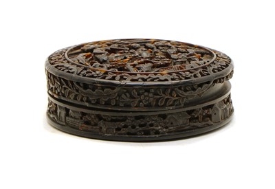 Lot 163 - A Chinese carved  tortoiseshell box and cover