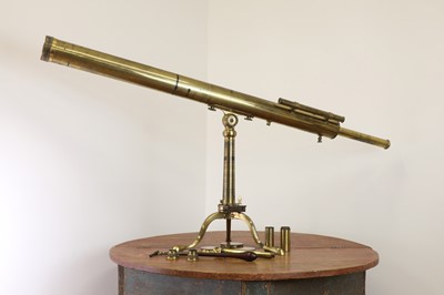 Lot 293 - A 3in lacquered brass refracting library telescope