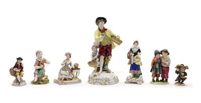 Lot 112 - A collection of twelve Continental porcelain figures